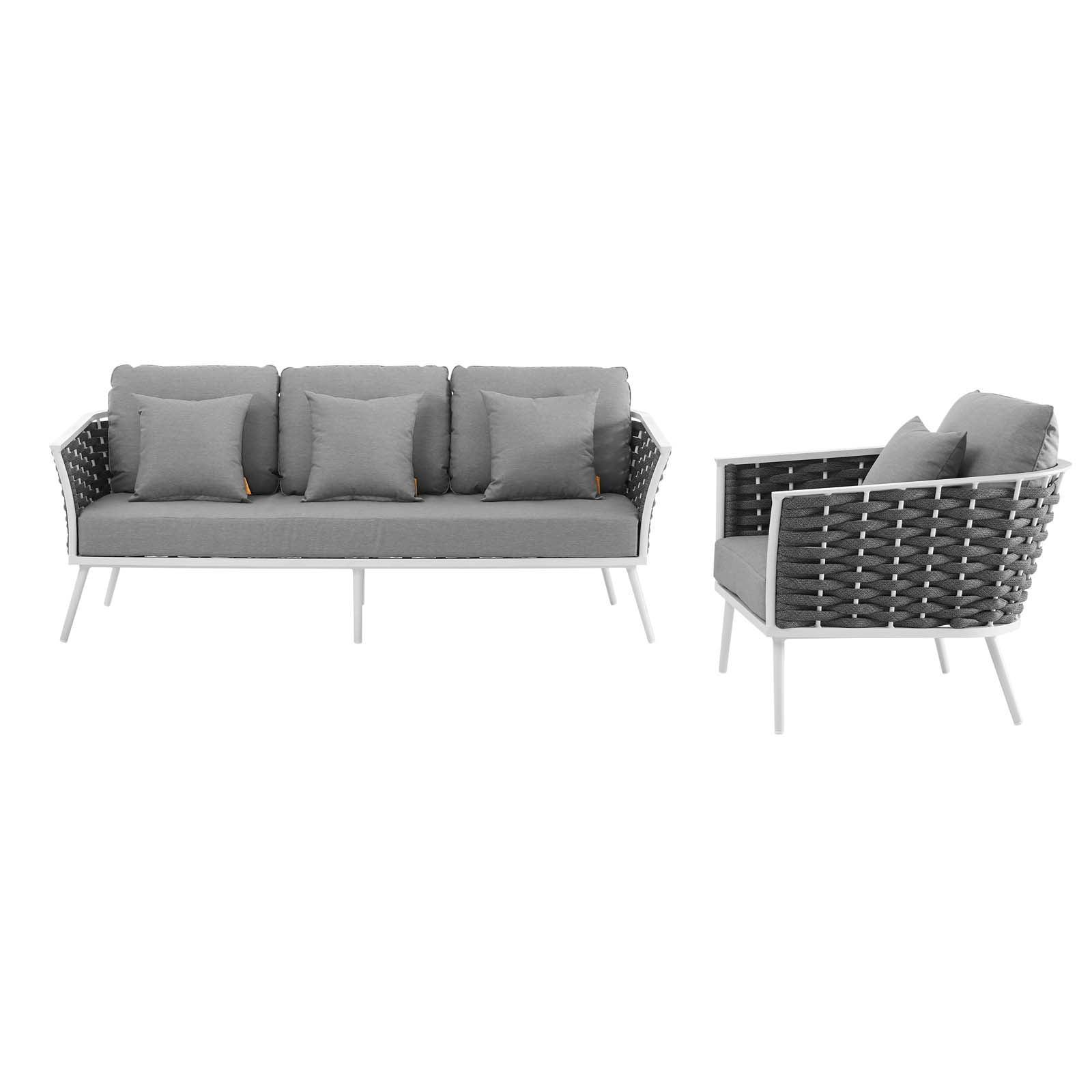 Modway Stance 2 Piece Outdoor Patio Aluminum Sectional Sofa Set FredCo