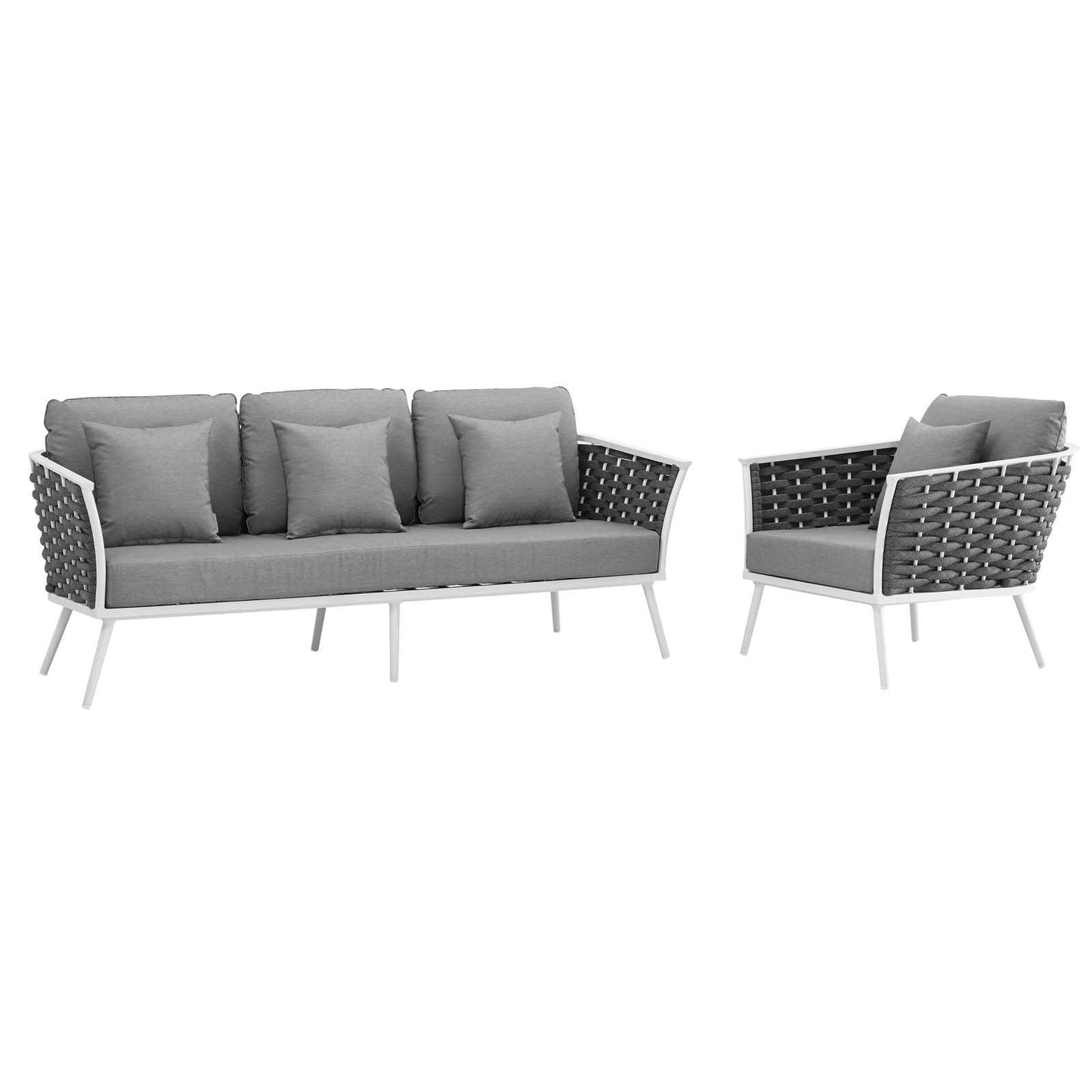 Modway Stance 2 Piece Outdoor Patio Aluminum Sectional Sofa Set FredCo