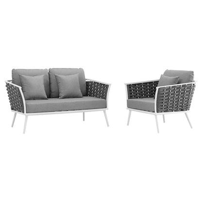 Modway Stance 2 Piece Outdoor Patio Aluminum Sectional Sofa Set, EEI-3169 FredCo