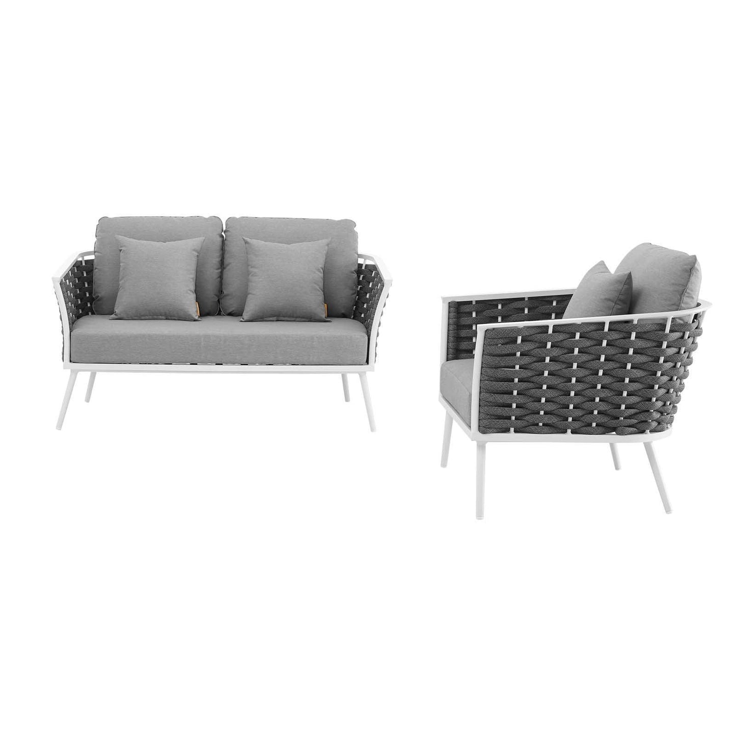 Modway Stance 2 Piece Outdoor Patio Aluminum Sectional Sofa Set, EEI-3169 FredCo