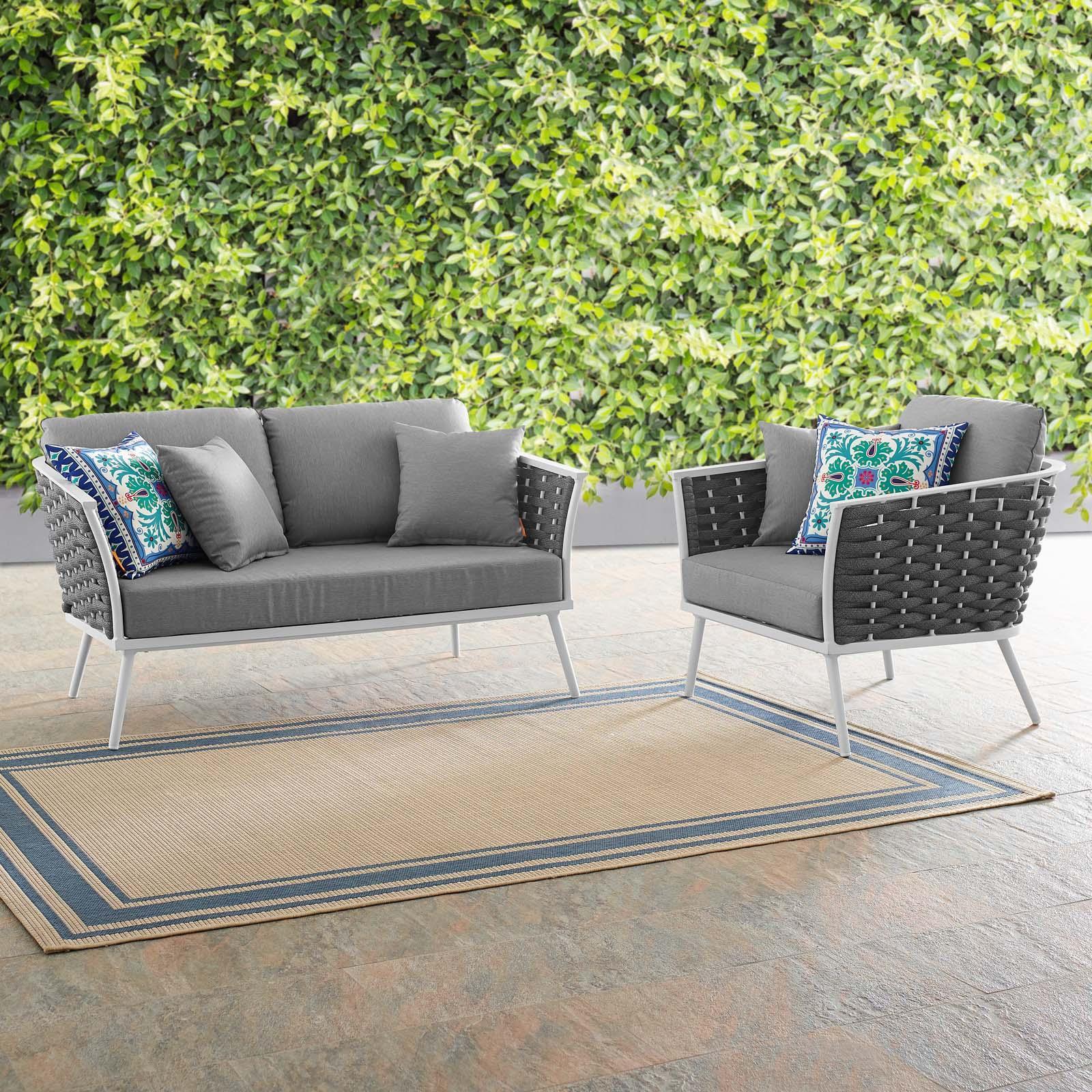 Modway Stance 2 Piece Outdoor Patio Aluminum Sectional Sofa Set, EEI-3169 FredCo