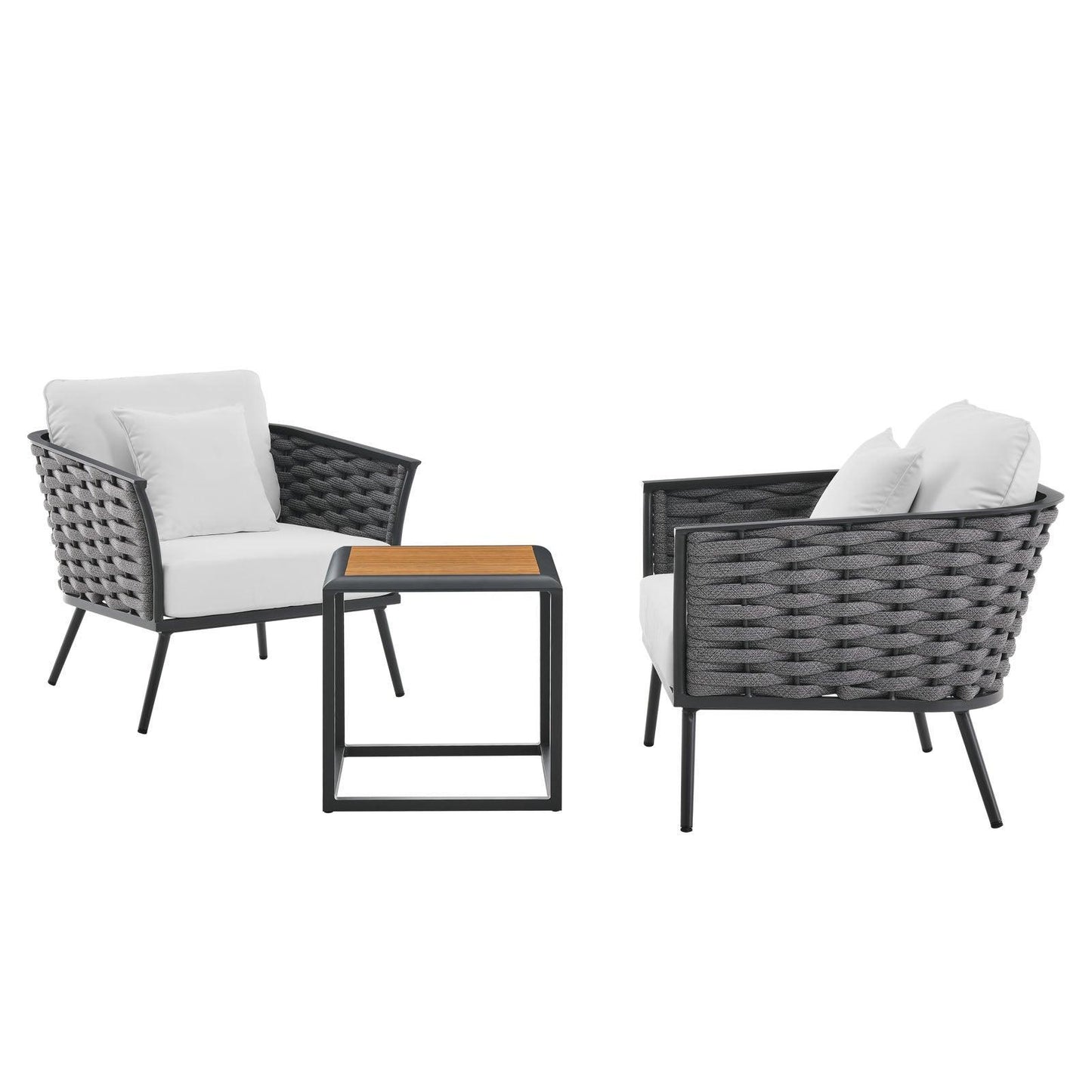 Modway Stance 3 Piece Outdoor Patio Aluminum Sectional Sofa Set FredCo