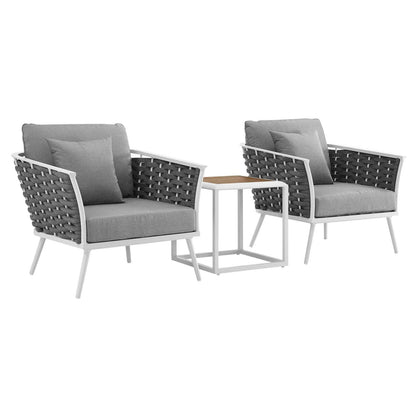 Modway Stance 3 Piece Outdoor Patio Aluminum Sectional Sofa Set FredCo