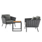 Modway Stance 3 Piece Outdoor Patio Aluminum Sectional Sofa Set FredCo