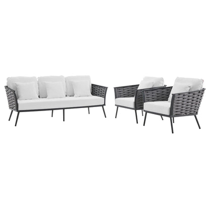 Modway Stance 3 Piece Outdoor Patio Aluminum Sectional Sofa Set, EEI-3165 FredCo