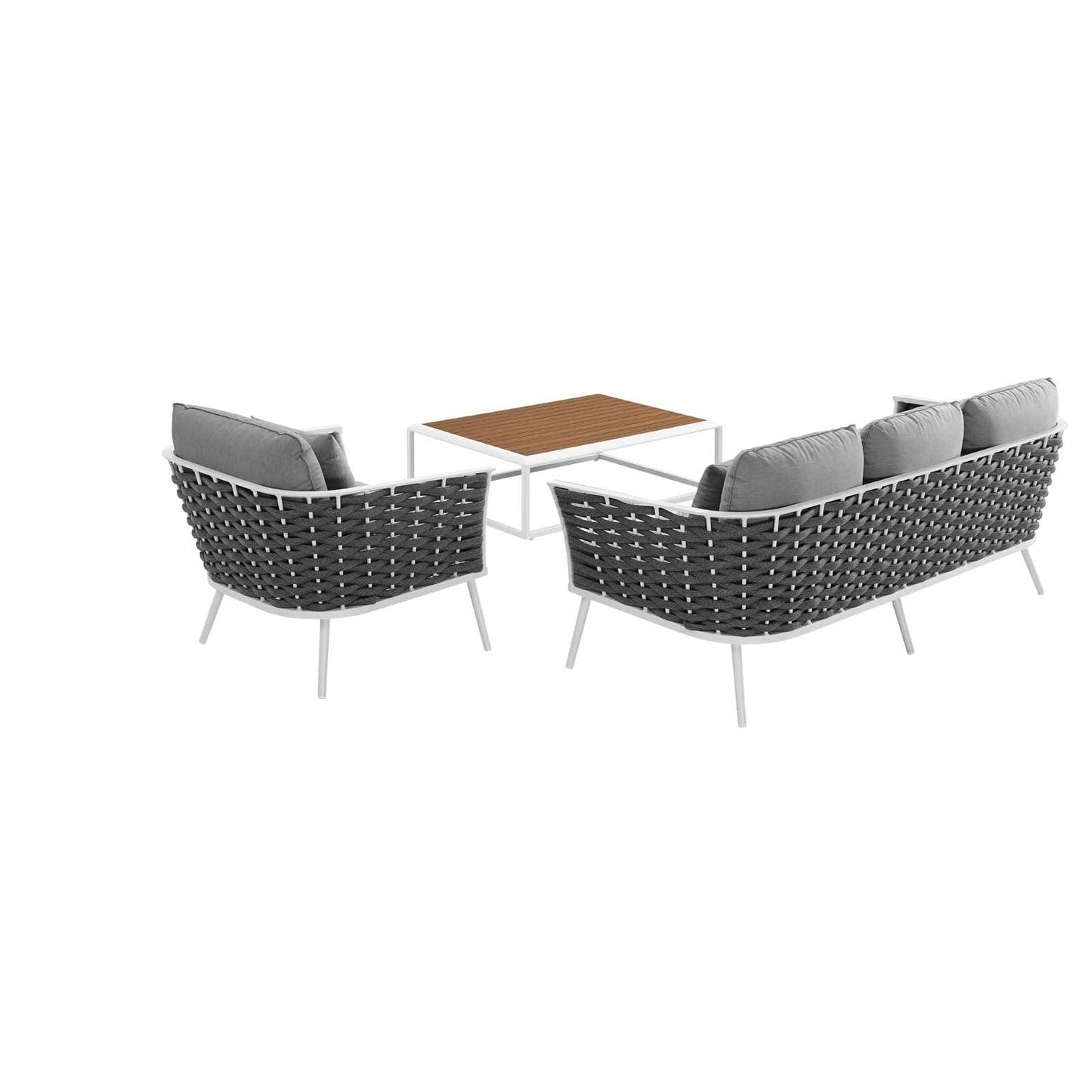 Modway Stance 3 Piece Outdoor Patio Aluminum Sectional Sofa Set, EEI-3166 FredCo