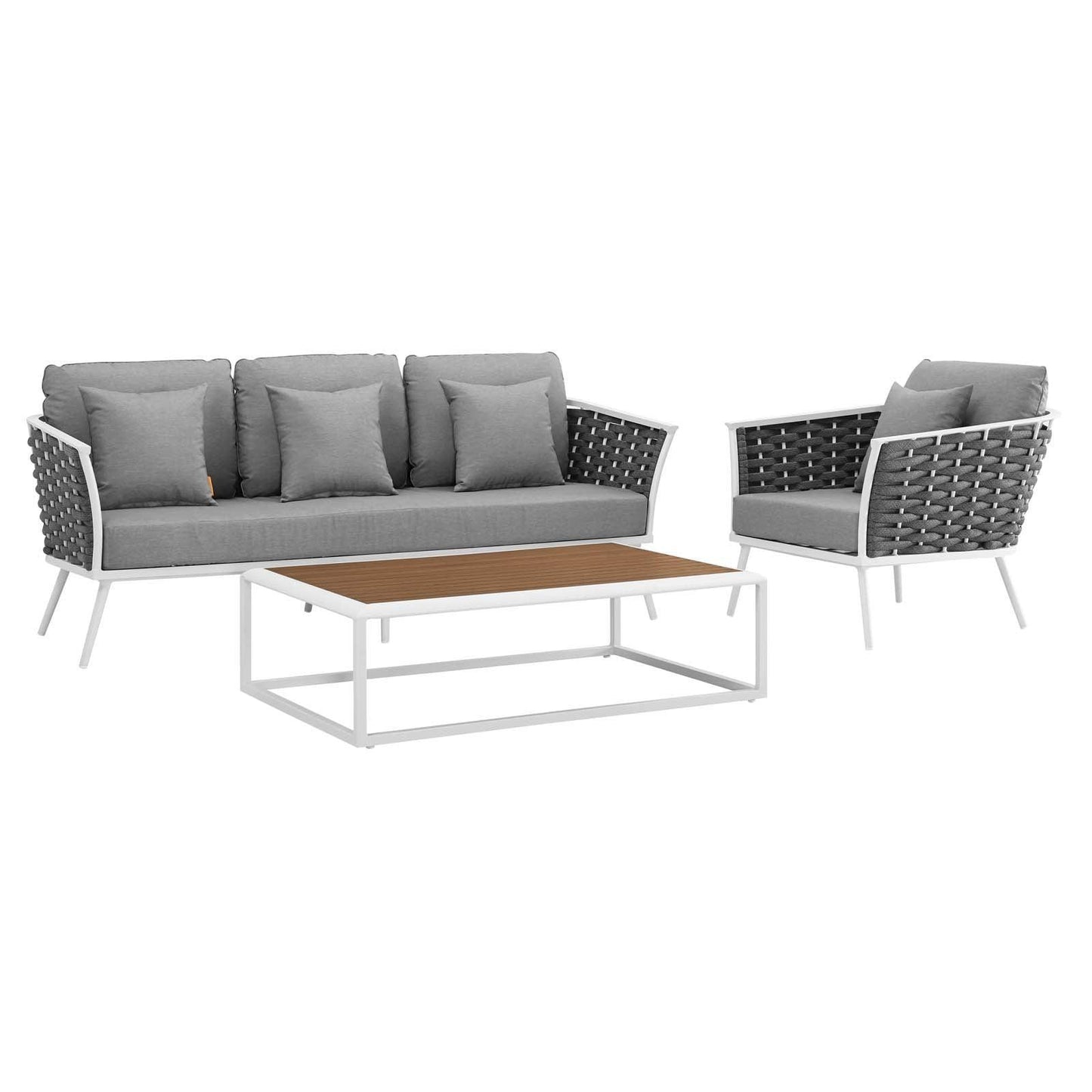 Modway Stance 3 Piece Outdoor Patio Aluminum Sectional Sofa Set, EEI-3166 FredCo