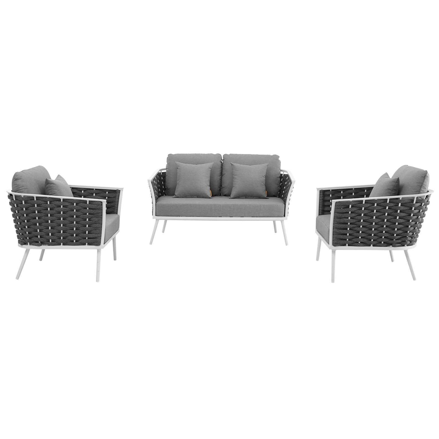 Modway Stance 3 Piece Outdoor Patio Aluminum Sectional Sofa Set, EEI-3170 FredCo