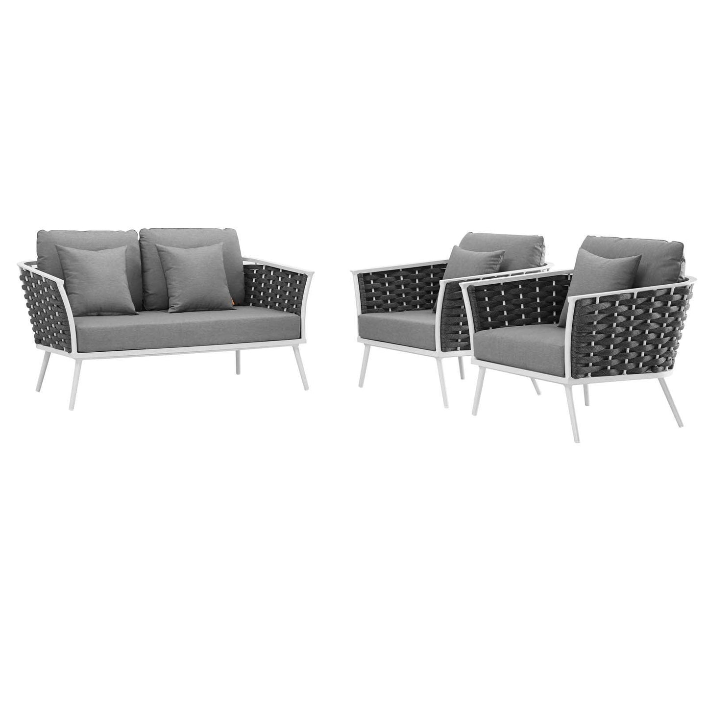 Modway Stance 3 Piece Outdoor Patio Aluminum Sectional Sofa Set, EEI-3170 FredCo
