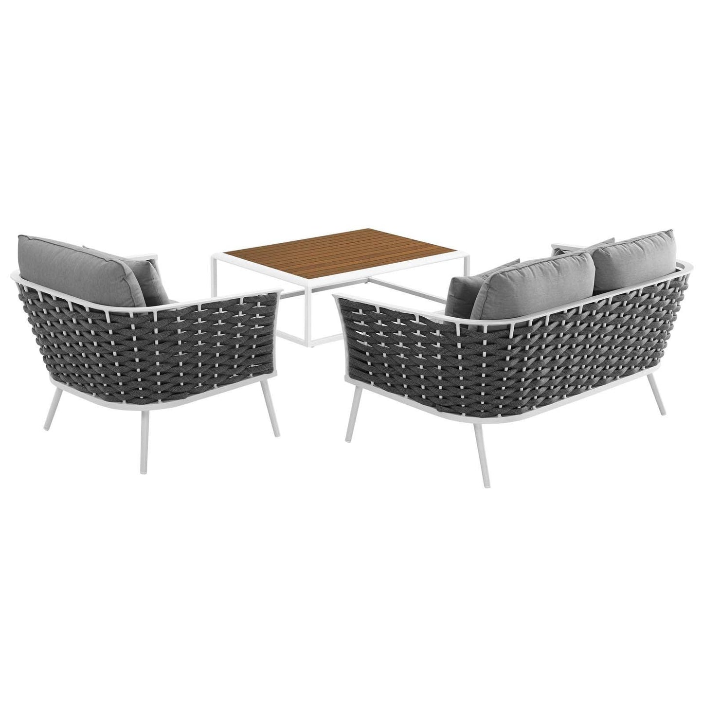 Modway Stance 3 Piece Outdoor Patio Aluminum Sectional Sofa Set, EEI-3171 FredCo