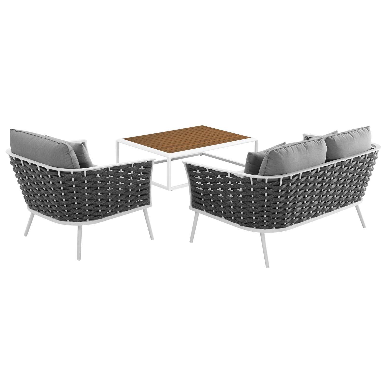Modway Stance 3 Piece Outdoor Patio Aluminum Sectional Sofa Set, EEI-3171 FredCo