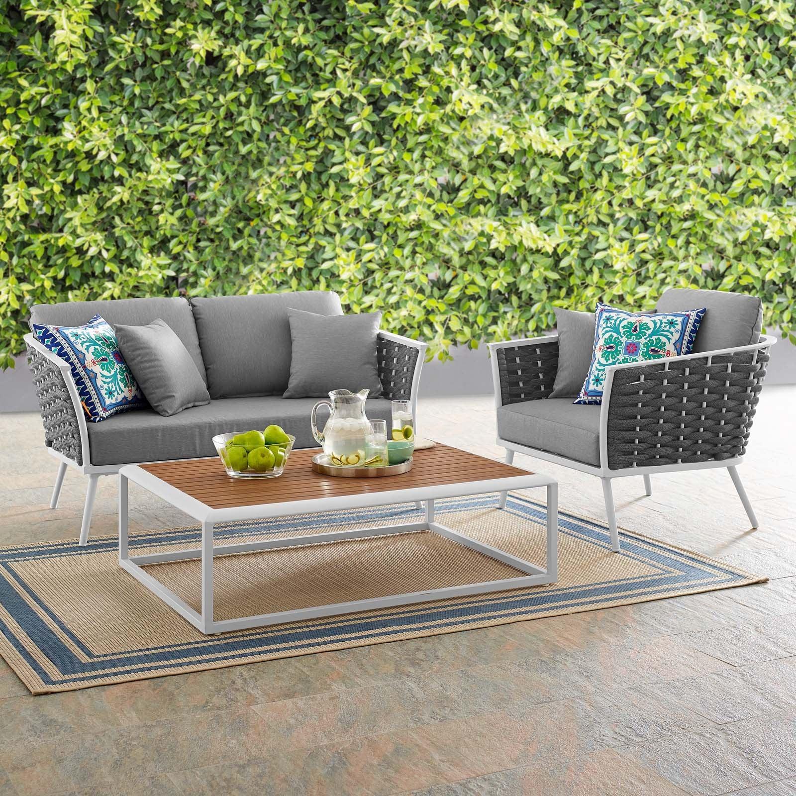 Modway Stance 3 Piece Outdoor Patio Aluminum Sectional Sofa Set, EEI-3171 FredCo