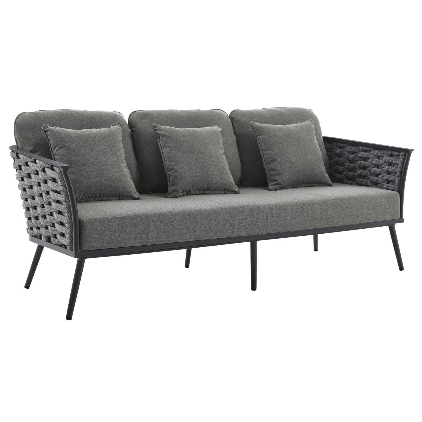 Modway Stance 4 Piece Outdoor Patio Aluminum Sectional Sofa Set FredCo