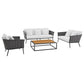 Modway Stance 4 Piece Outdoor Patio Aluminum Sectional Sofa Set FredCo