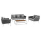 Modway Stance 4 Piece Outdoor Patio Aluminum Sectional Sofa Set FredCo