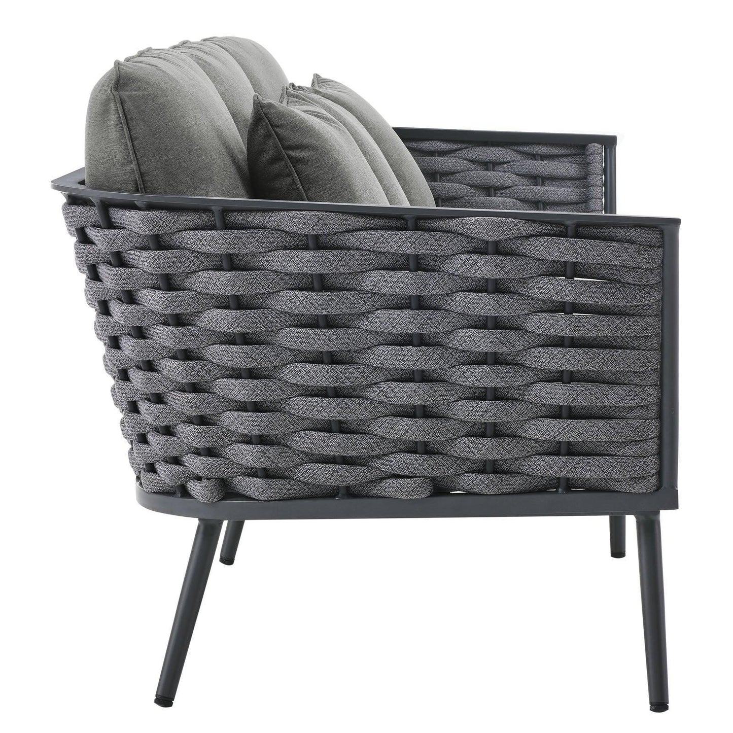 Modway Stance 4 Piece Outdoor Patio Aluminum Sectional Sofa Set FredCo