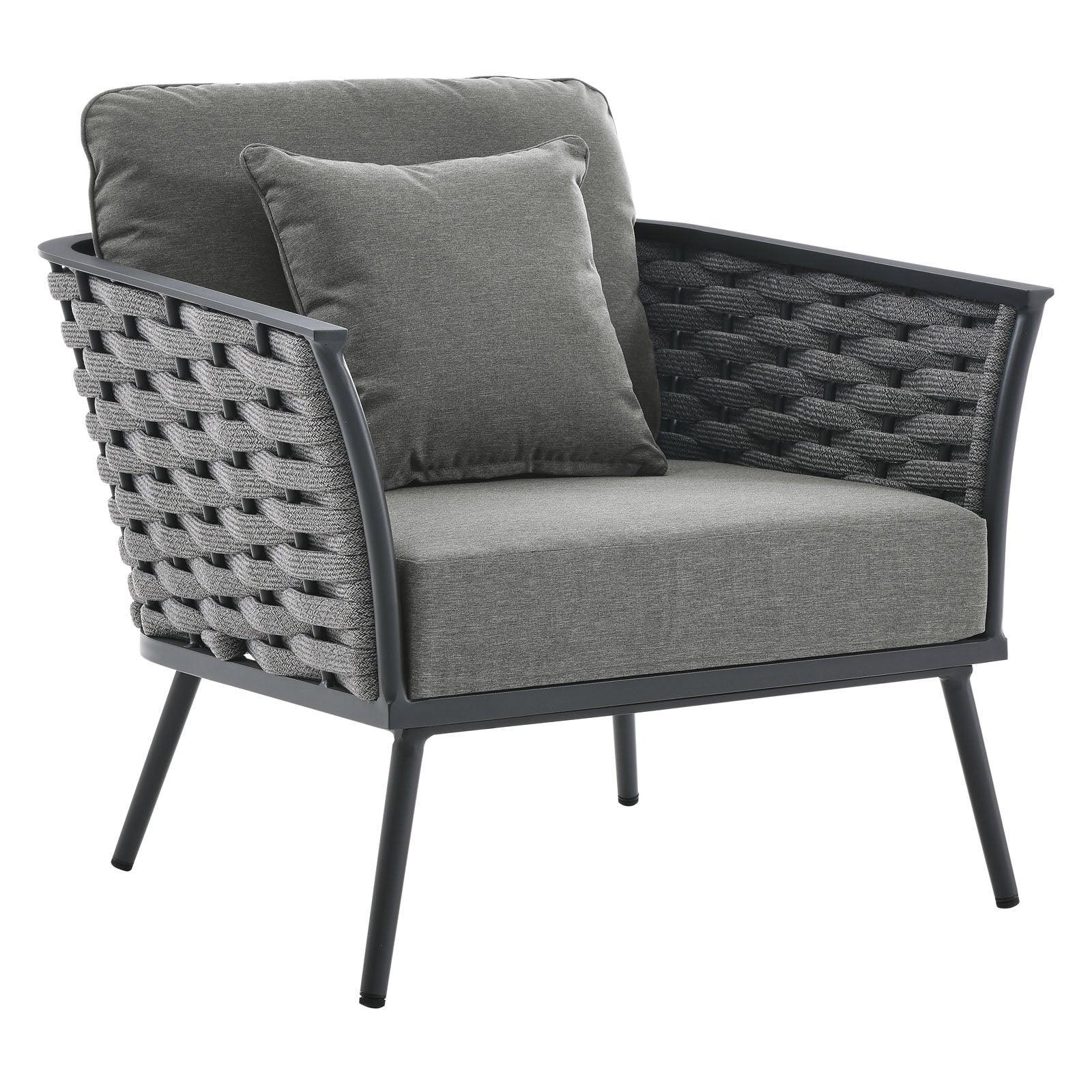 Modway Stance 4 Piece Outdoor Patio Aluminum Sectional Sofa Set FredCo