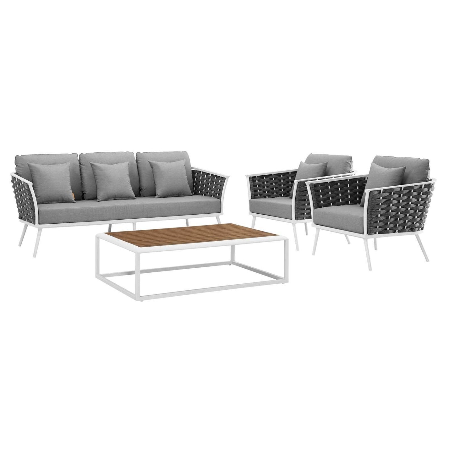 Modway Stance 4 Piece Outdoor Patio Aluminum Sectional Sofa Set, EEI-3167 FredCo