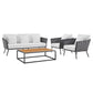 Modway Stance 4 Piece Outdoor Patio Aluminum Sectional Sofa Set, EEI-3167 FredCo