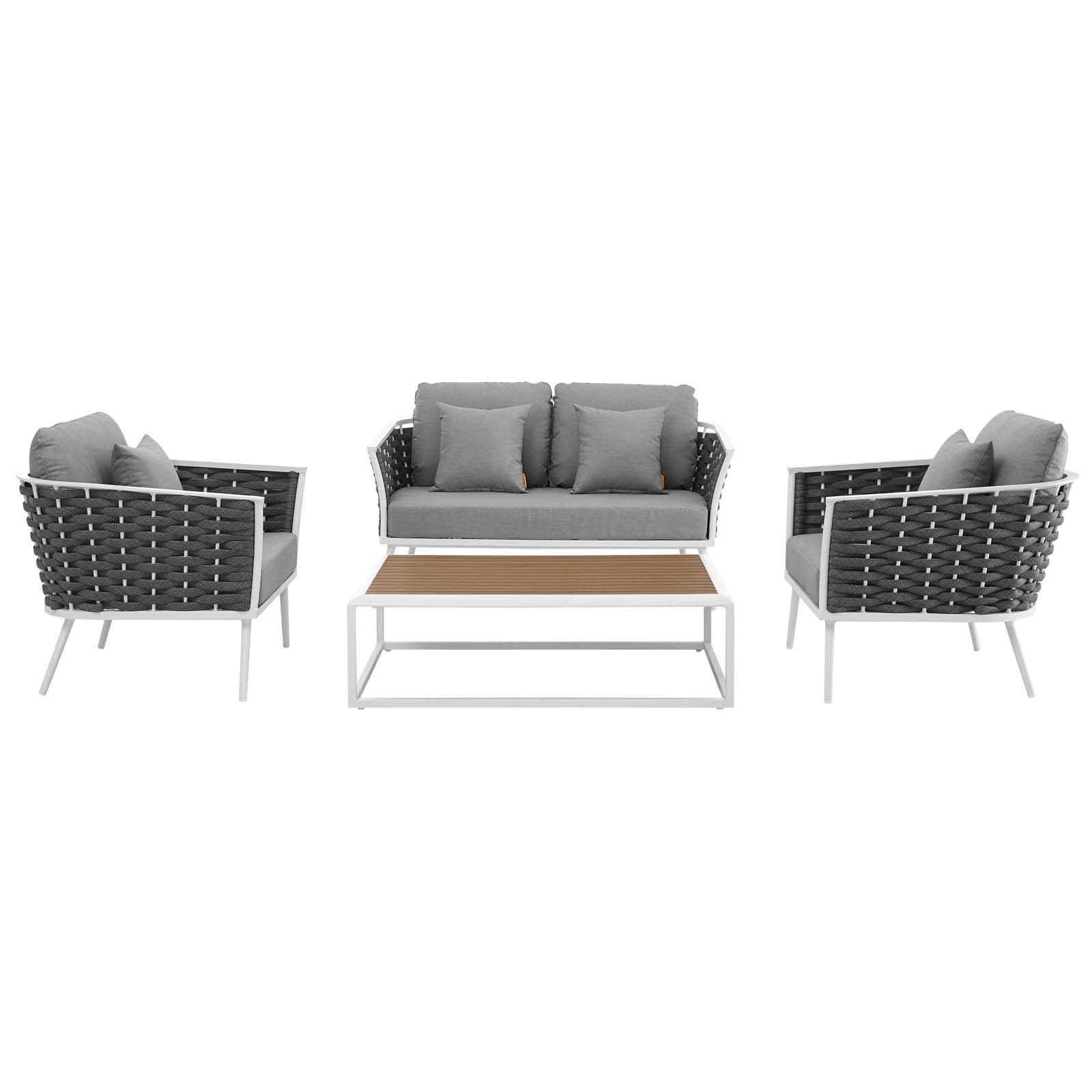 Modway Stance 4 Piece Outdoor Patio Aluminum Sectional Sofa Set, EEI-3172 FredCo