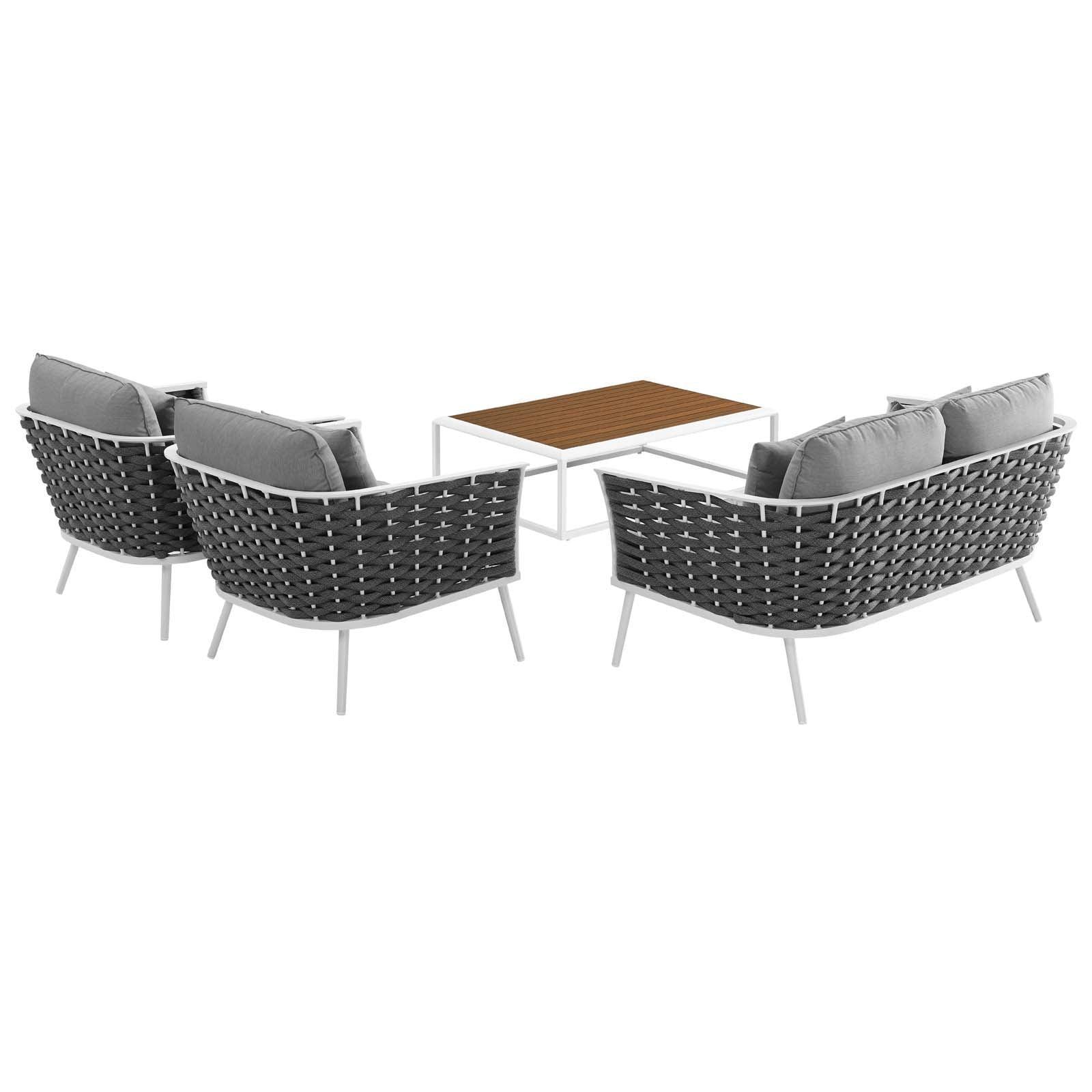 Modway Stance 4 Piece Outdoor Patio Aluminum Sectional Sofa Set, EEI-3172 FredCo