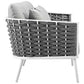 Modway Stance 5 Piece Outdoor Patio Aluminum Sectional Sofa Set FredCo