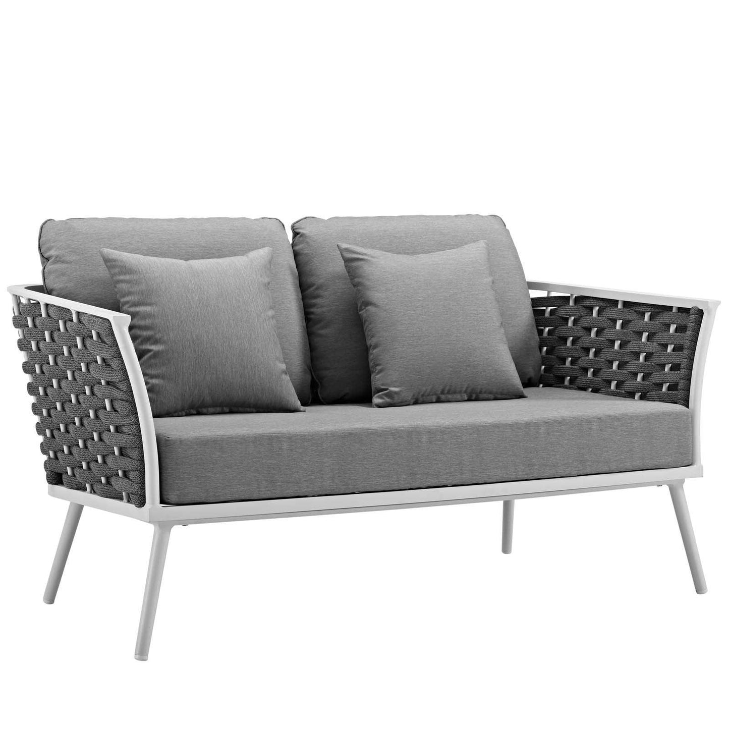 Modway Stance 5 Piece Outdoor Patio Aluminum Sectional Sofa Set FredCo