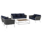 Modway Stance 5 Piece Outdoor Patio Aluminum Sectional Sofa Set FredCo