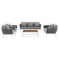 Modway Stance 5 Piece Outdoor Patio Aluminum Sectional Sofa Set FredCo