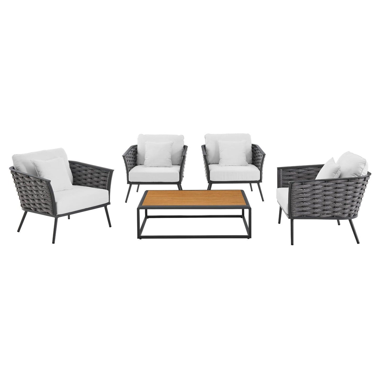 Modway Stance 5 Piece Outdoor Patio Aluminum Sectional Sofa Set, EEI-3321 FredCo