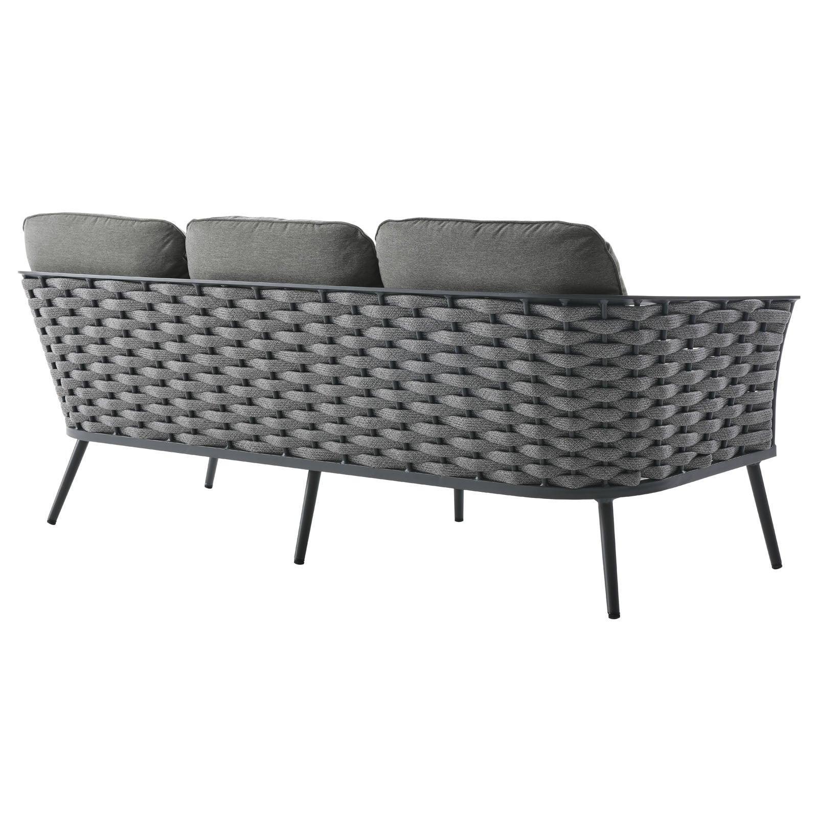 Modway Stance 6 Piece Outdoor Patio Aluminum Sectional Sofa Set FredCo