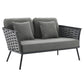 Modway Stance 6 Piece Outdoor Patio Aluminum Sectional Sofa Set FredCo