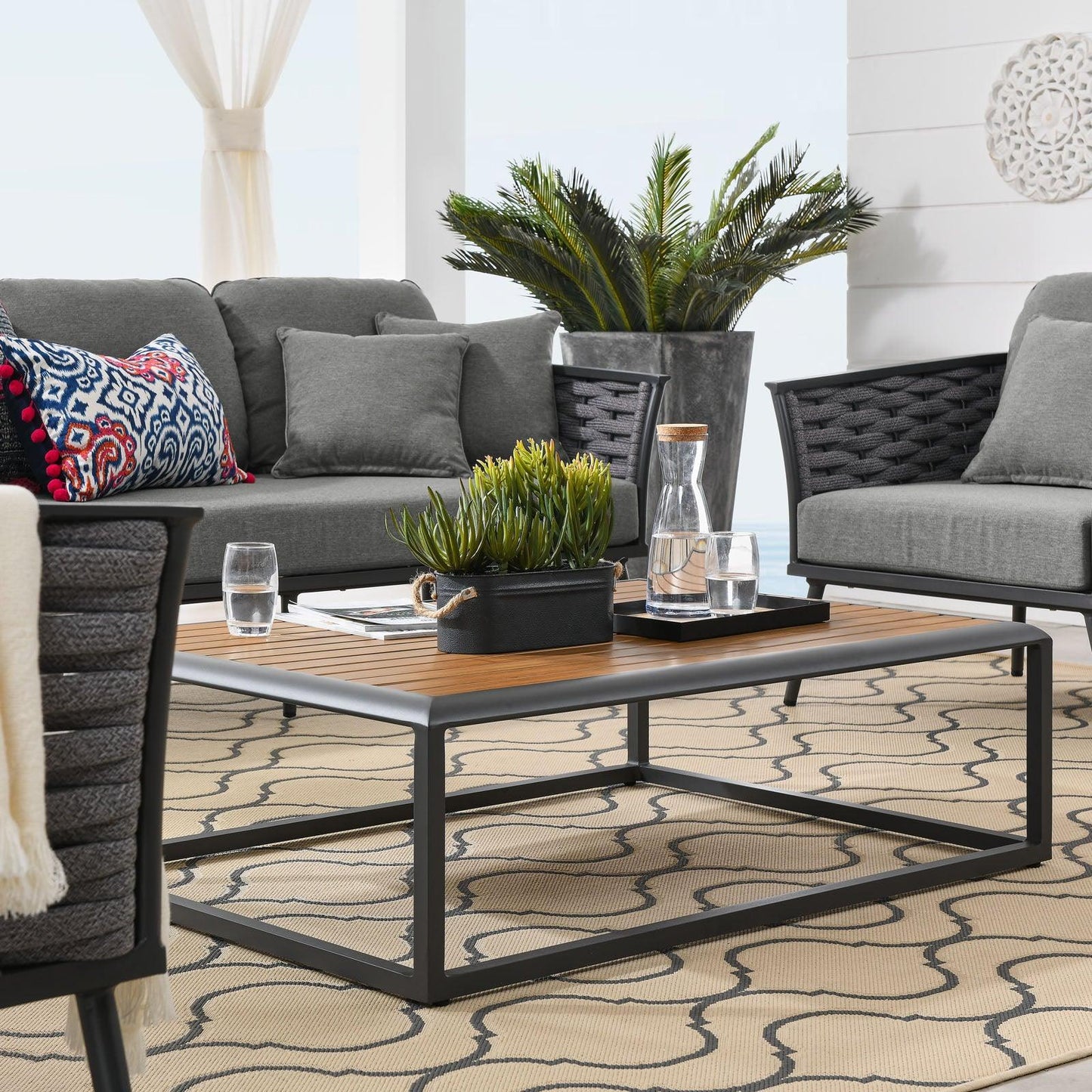 Modway Stance 6 Piece Outdoor Patio Aluminum Sectional Sofa Set, EEI-3168 FredCo