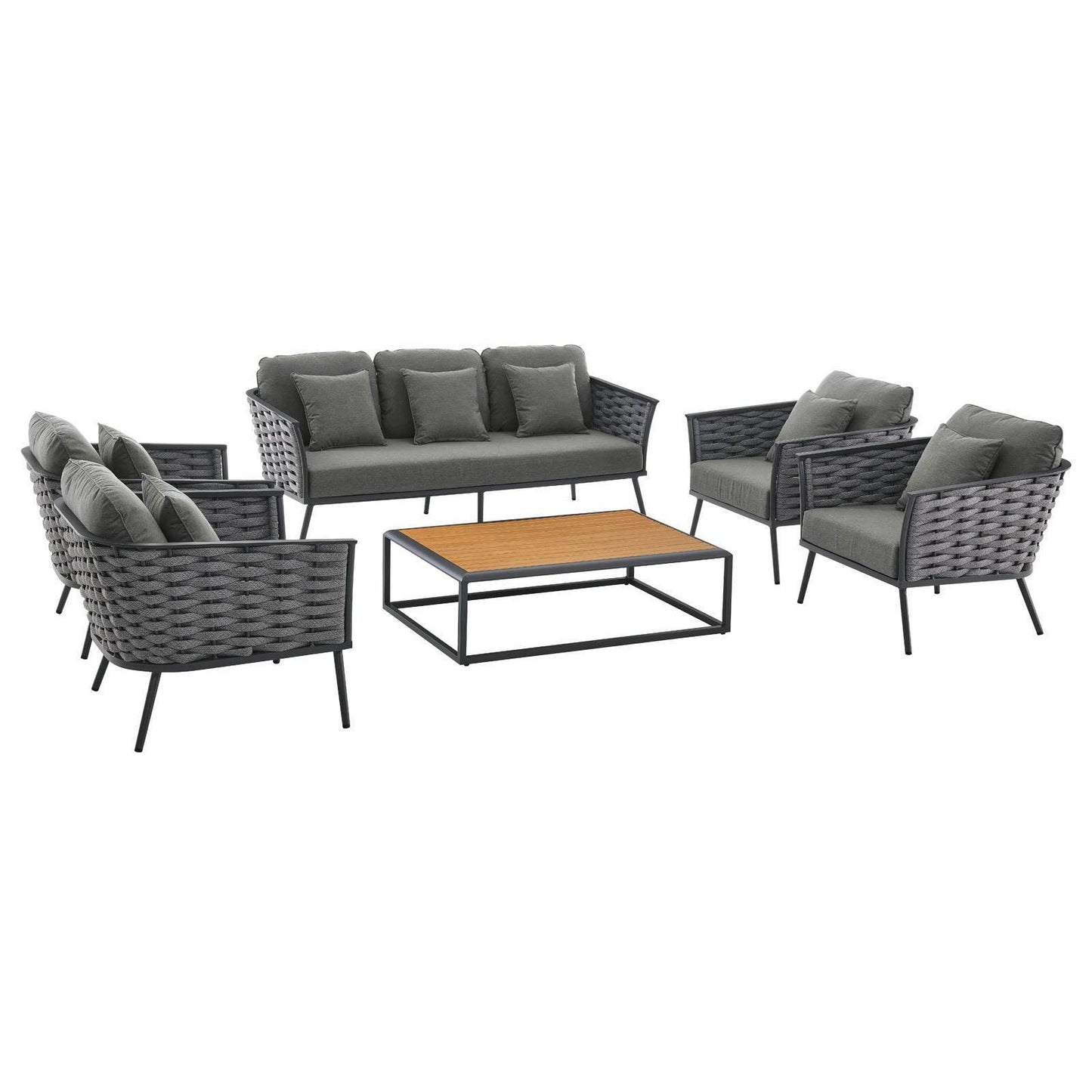 Modway Stance 6 Piece Outdoor Patio Aluminum Sectional Sofa Set, EEI-3168 FredCo