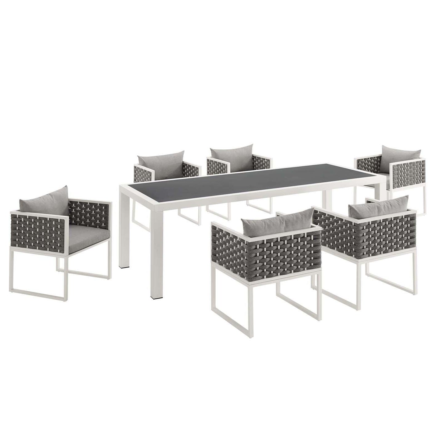 Modway Stance 7 Piece Outdoor Patio Aluminum Dining Set FredCo