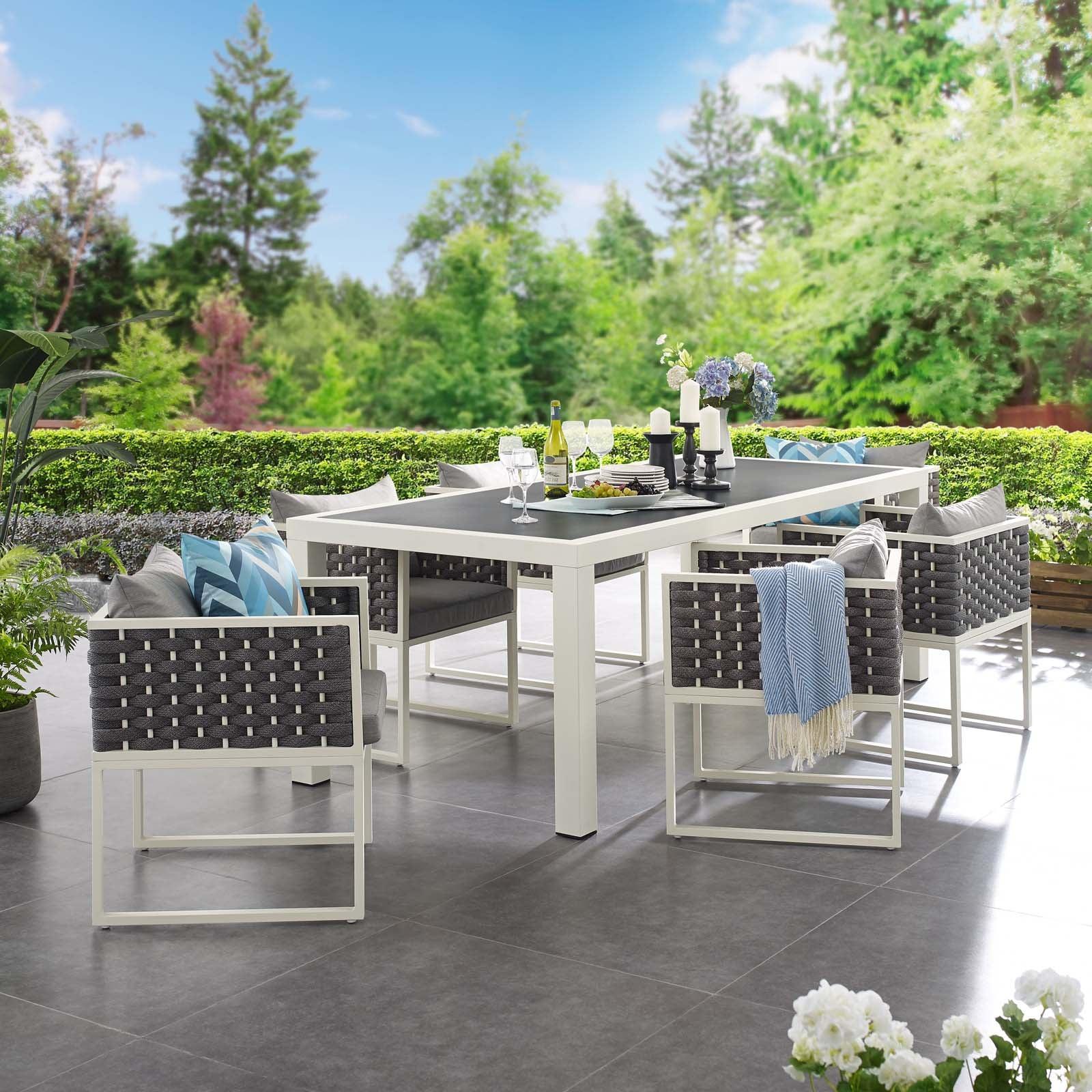 Modway Stance 7 Piece Outdoor Patio Aluminum Dining Set FredCo