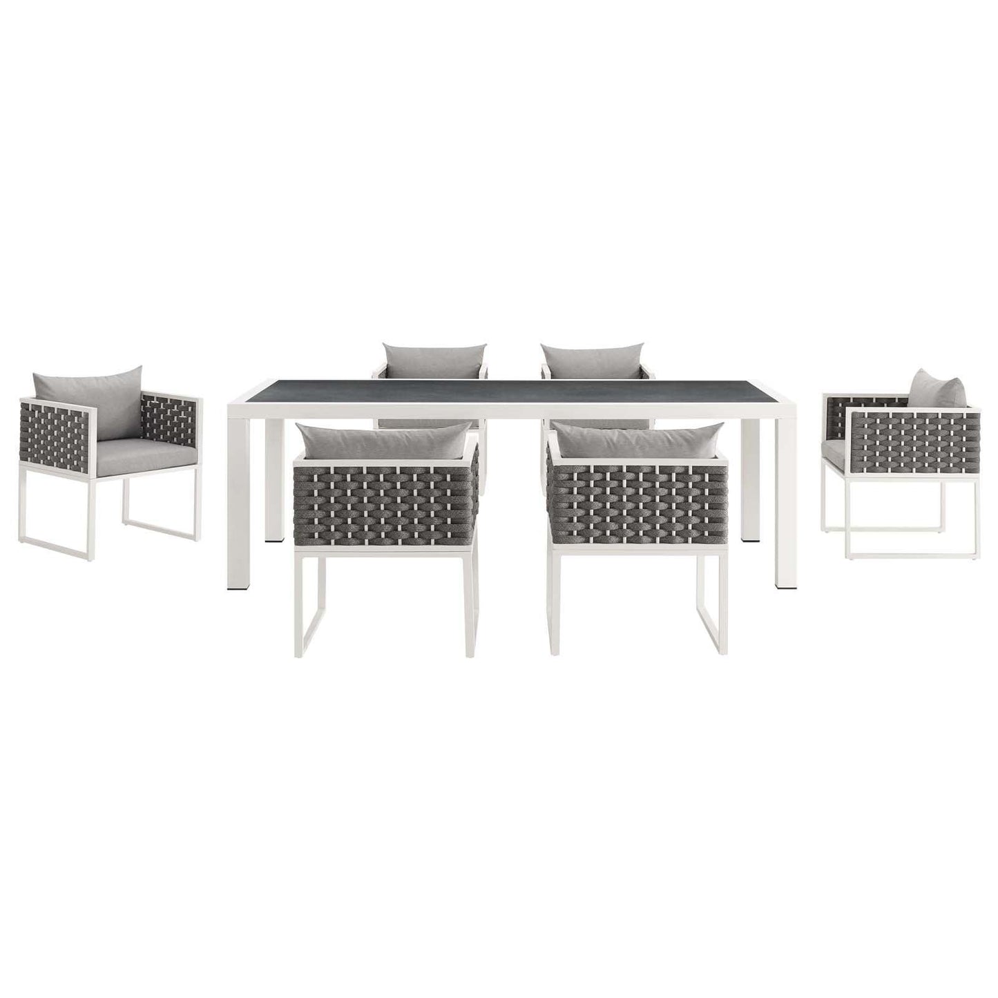 Modway Stance 7 Piece Outdoor Patio Aluminum Dining Set FredCo