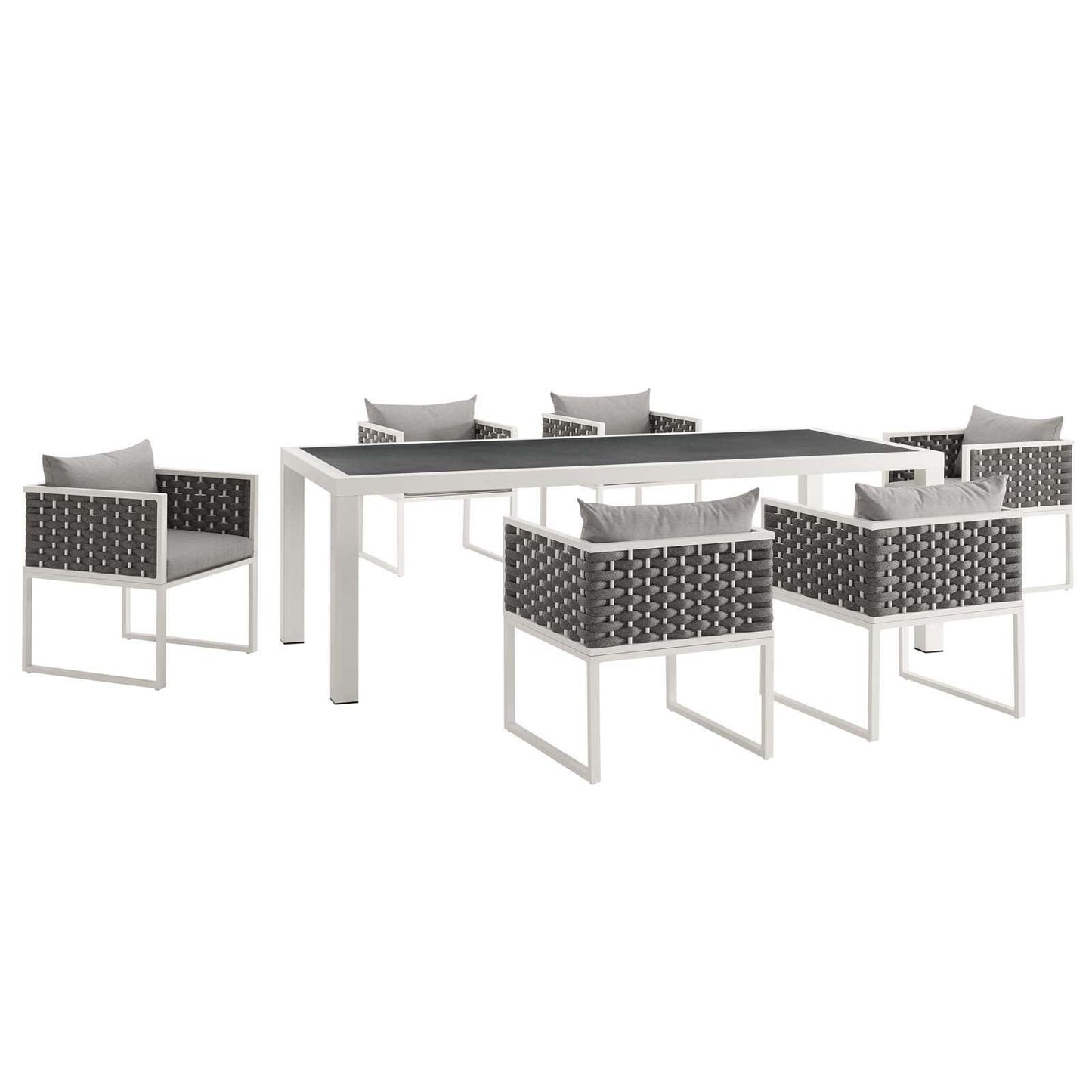 Modway Stance 7 Piece Outdoor Patio Aluminum Dining Set FredCo