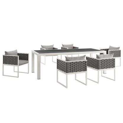 Modway Stance 7 Piece Outdoor Patio Aluminum Dining Set FredCo