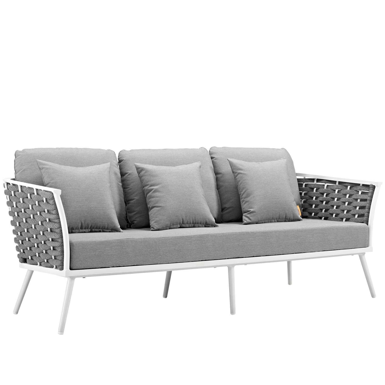 Modway Stance 7 Piece Outdoor Patio Aluminum Sectional Sofa Set FredCo