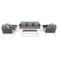 Modway Stance 7 Piece Outdoor Patio Aluminum Sectional Sofa Set FredCo