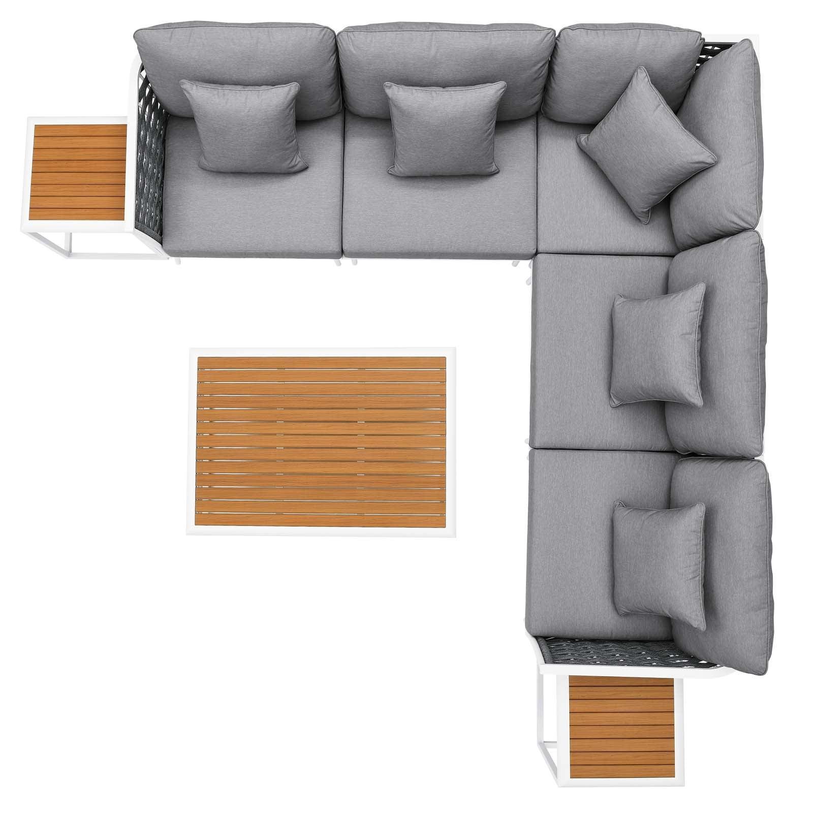 Modway Stance 8 Piece Outdoor Patio Aluminum Sectional Sofa Set FredCo