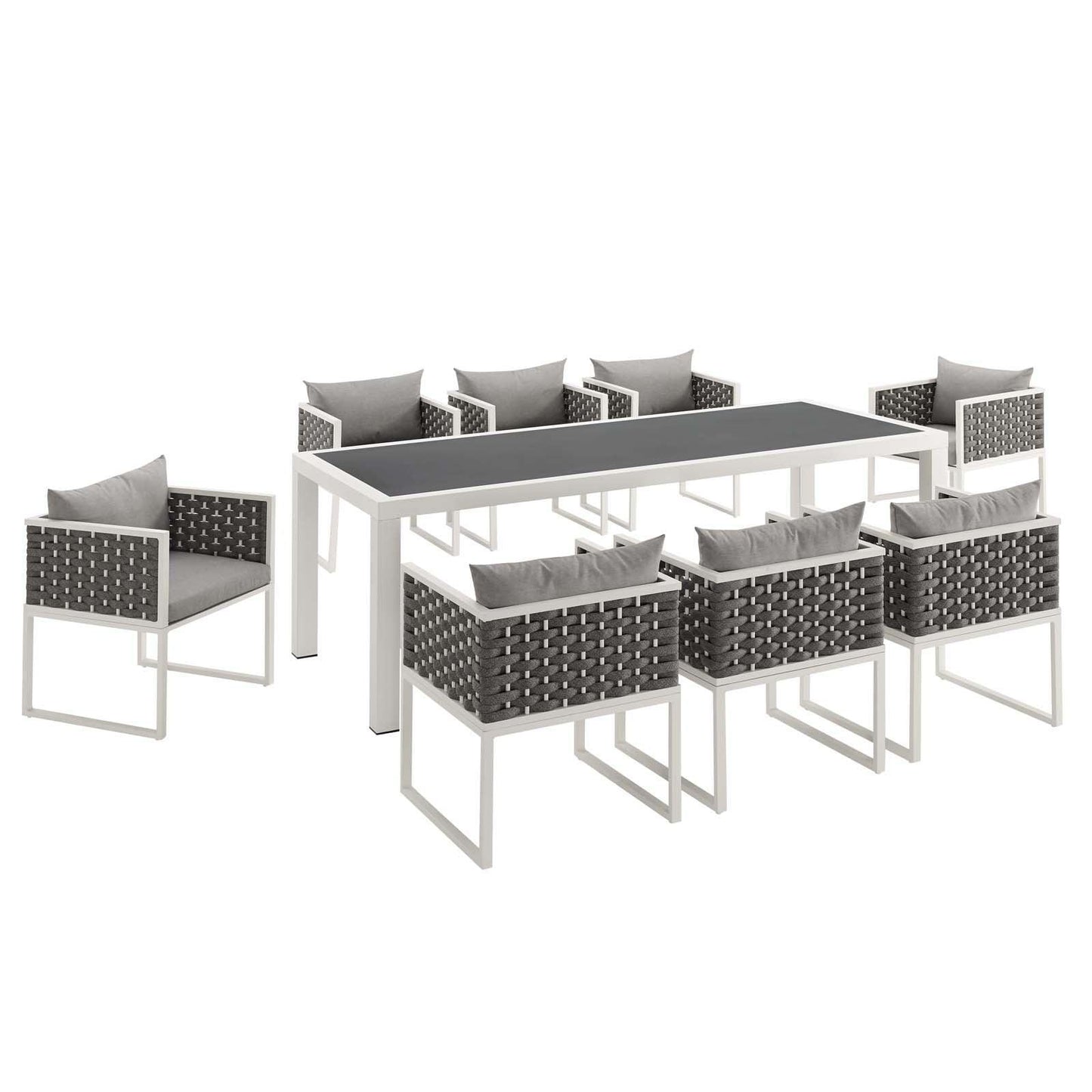 Modway Stance 9 Piece Outdoor Patio Aluminum Dining Set FredCo