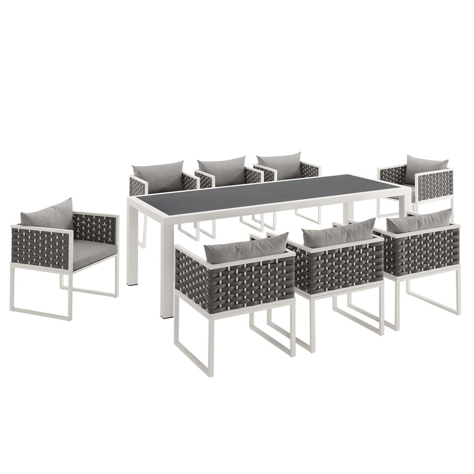 Modway Stance 9 Piece Outdoor Patio Aluminum Dining Set FredCo
