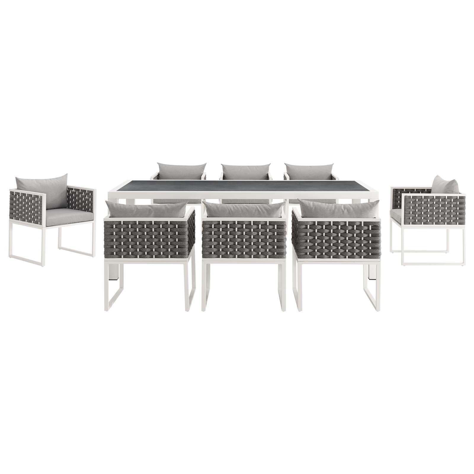 Modway Stance 9 Piece Outdoor Patio Aluminum Dining Set FredCo