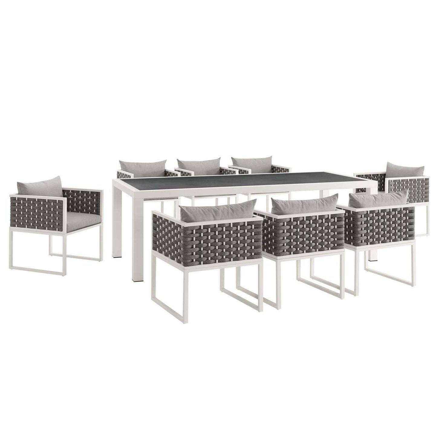 Modway Stance 9 Piece Outdoor Patio Aluminum Dining Set FredCo
