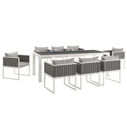 Modway Stance 9 Piece Outdoor Patio Aluminum Dining Set FredCo