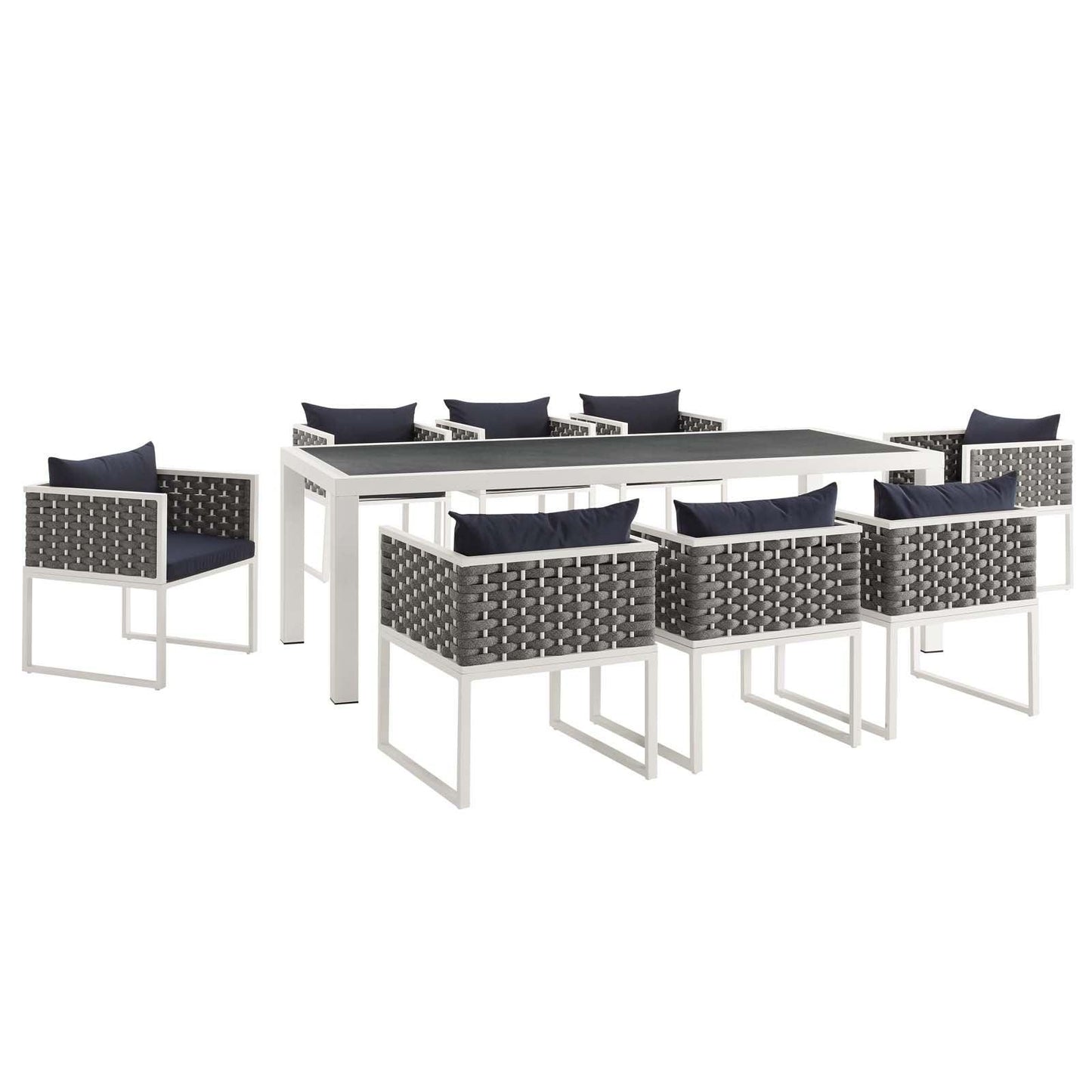Modway Stance 9 Piece Outdoor Patio Aluminum Dining Set FredCo