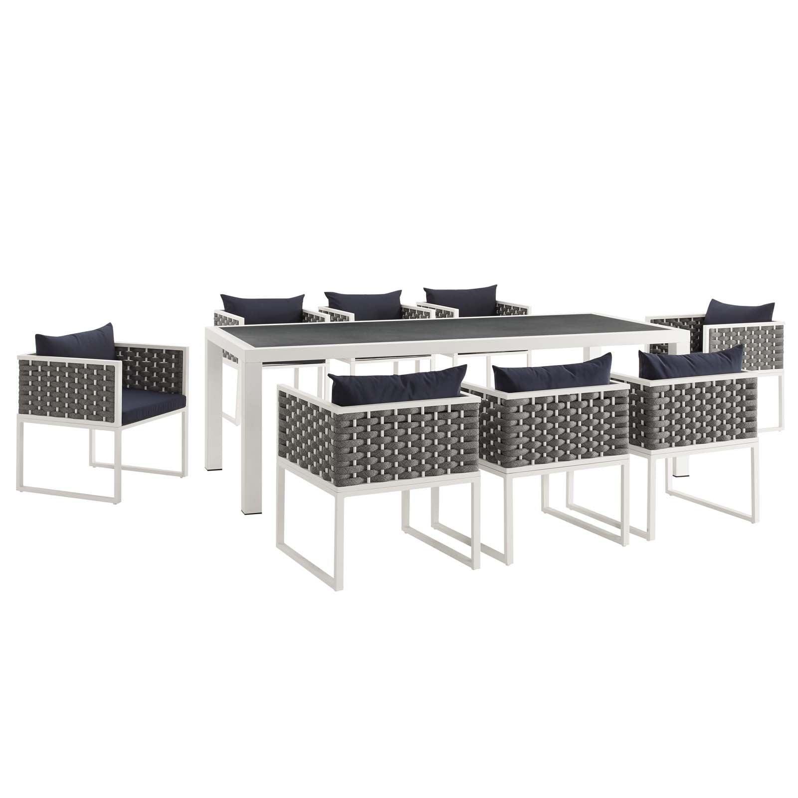 Modway Stance 9 Piece Outdoor Patio Aluminum Dining Set FredCo