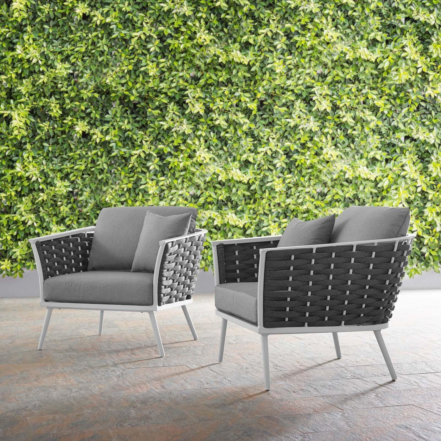 Modway Stance Armchair Outdoor Patio Aluminum Set of 2 FredCo